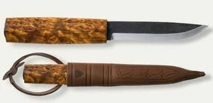 Helle Outdoormesser Gaupe, Dreilagenstahl, Maserbirke-Griff, Lederscheide 8 Helle Outdoormesser Gaupe, Dreilagenstahl, Maserbirke-Griff, Lederscheide – Bild 6