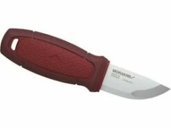 Helle Mandra Outdoormesser, 3-Lagen-Stahl, Maserbirke, Vulkanfiber, Fangriemenöse, Braune Lederscheide