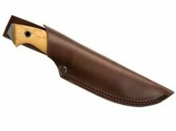 Helle Outdoormesser Gaupe, 12C27, Maserbirke-Griff, Lederscheide -Morakniv Shop 149610 in scheide 1 1