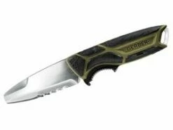 Gerber Gürtelmesser CROSSRIVER, Stahl 9Cr18MoV, Full Tang, Partieller Wellenschliff, GFK-Polypropylen/Elastomergriff