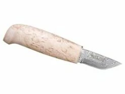 Marttiini Gürtelmesser ICE CRYSTAL, Damaszenerklinge, Maserbirke-Griff, Weiße Köcher-lederscheide