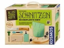 Kosmos Bastelbox SCHNITZEN, Opinel-Kinderschnitzmesser No. 7, Holzbohrer Mit Griff, Lindenholz-Block, Kleinteile -Morakniv Shop 254001 verpackung 3