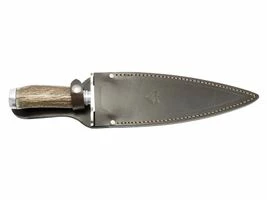 PUMA IP Dolch Catcher III Stag, Stahl AN.58, Parielelement, Hirschhorn-Griffschalen, Aluendkappe, Braune Lederscheide 4 PUMA IP Dolch Catcher III Stag, Stahl AN.58, Parielelement, Hirschhorn-Griffschalen, Aluendkappe, Braune Lederscheide – Bild 2