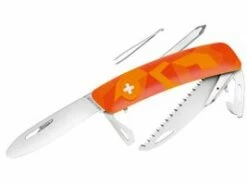 SWIZA Kinder-Taschenmesser J06 JUNIOR, Stahl 440, Abgerundet Sperre, Orangefarbene Anti-Rutsch-Schalen, Säge, Werkzeuge