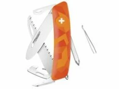 SWIZA Kinder-Taschenmesser J06 R JUNIOR, Stahl 440, Sperre, Orangefarbene Anti-Rutsch-Schalen, Säge, Werkzeuge
