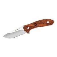 Remington Heritage Gürtelmesser, Stahl 420J2, Rostfrei, Drop-Point, Full Tang, Ovangkol-Holzschalen, Lederscheide